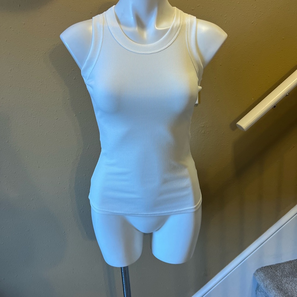 Amazon White Ribbed Tank Top - Picture 2 of 4